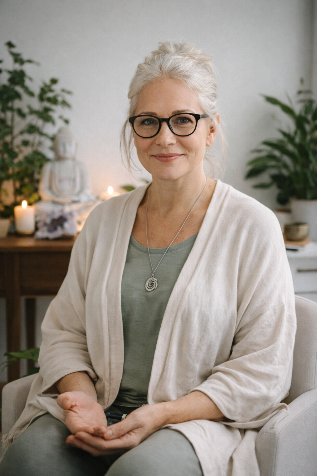 Kvinnlig terapeut i lugn behandlingsmiljö