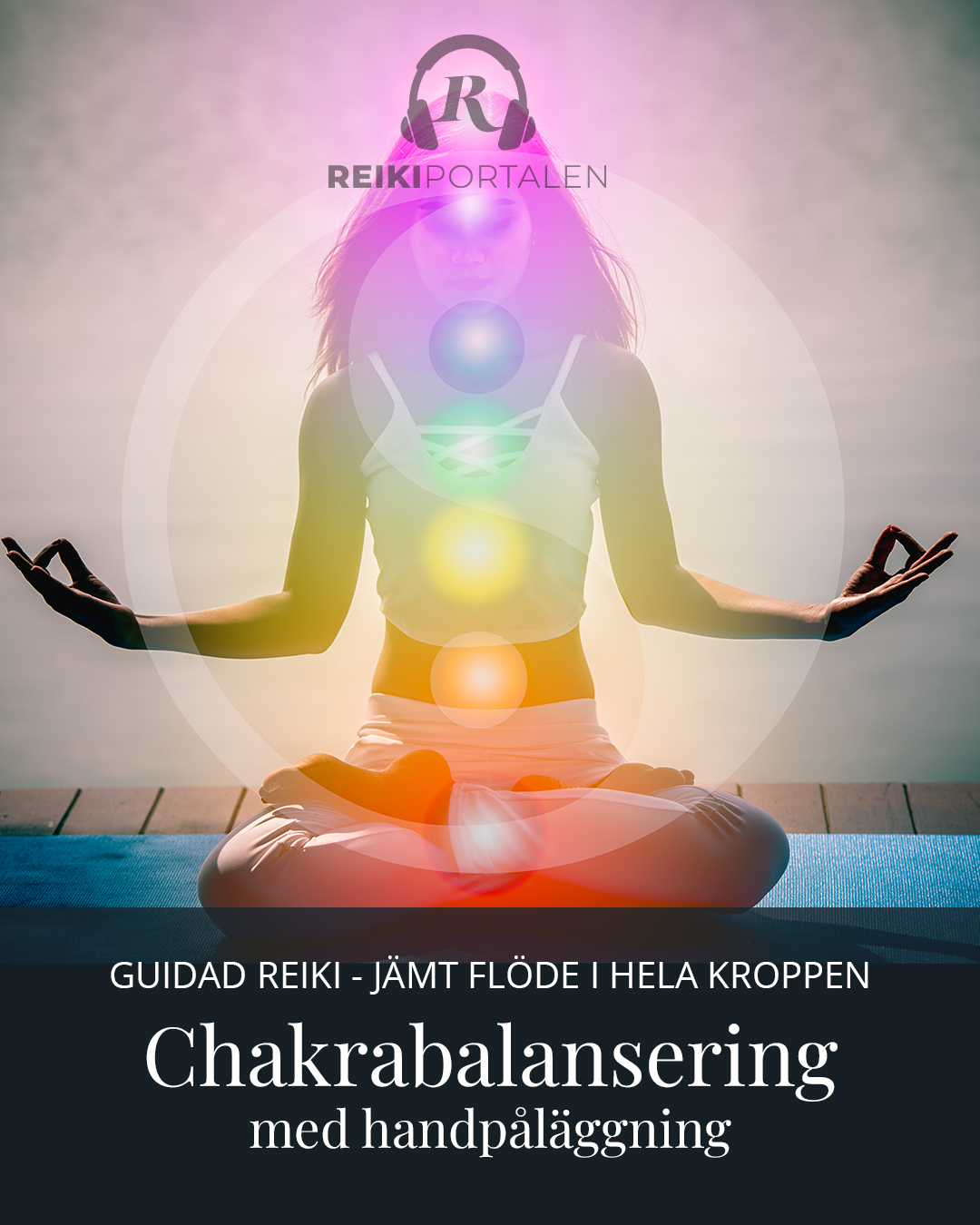 Kvinna där chakrasystemet lyser